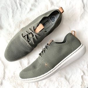 Clarks CloudStepper Men's Sneaker Green Sz 11.5 Stretch Knit Athleisure UrbanMix